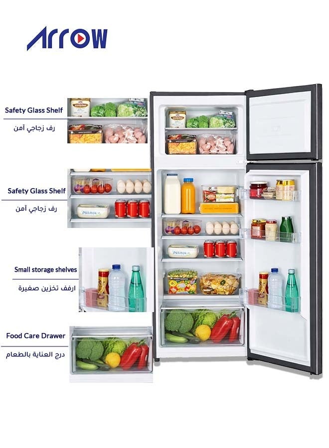 Arrow 311 Liters Double Door Refrigerator 11 Cubic Feet With 7 Years Warranty On Compressor and No Frost, Adjustable Legs, Safety Lock, Low Noise, Energy Saving, Glass Shelf, Interior Lamp & Silent & Energy-Efficient Compressor RO2-490L-S - Image 2